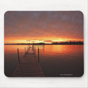 Dock at sunset on Lake Minnetonka,MN. Mouse Mat