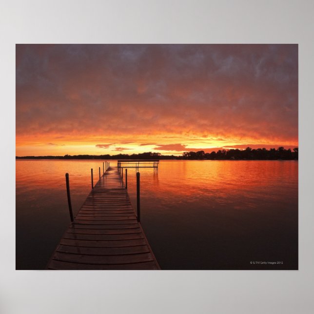 Dock at sunset on Lake Minnetonka,MN. Poster (Front)