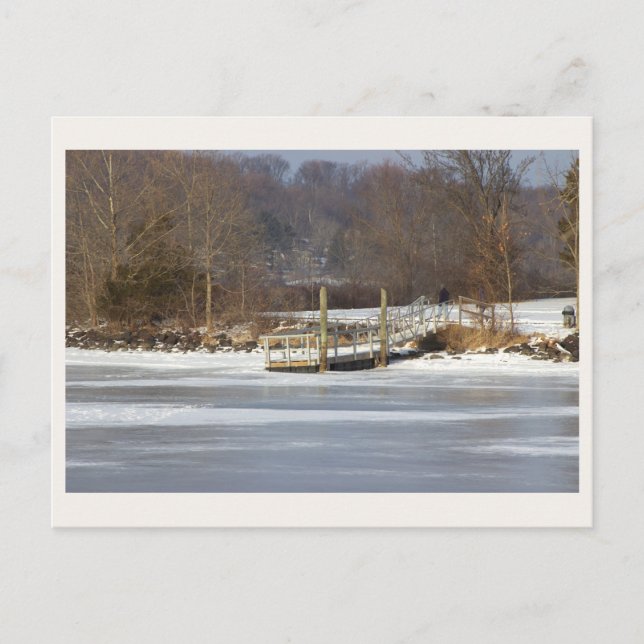 Dock by Frozen Lake Postcard (Front)