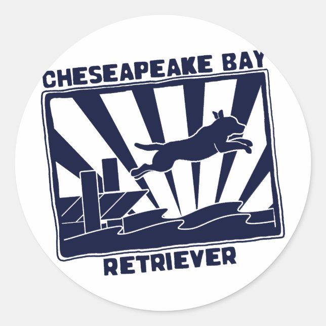Dock Jumping Chesapeake Bay Retriever Classic Round Sticker (Front)