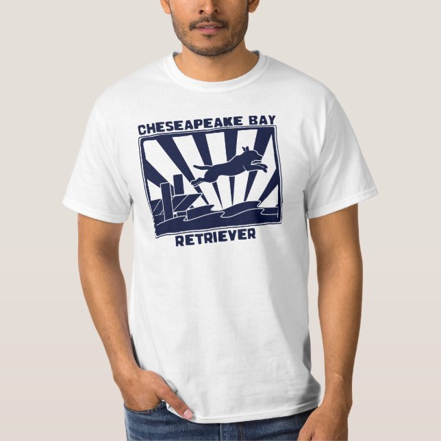 Dock Jumping Chesapeake Bay Retriever T-Shirt (Front)