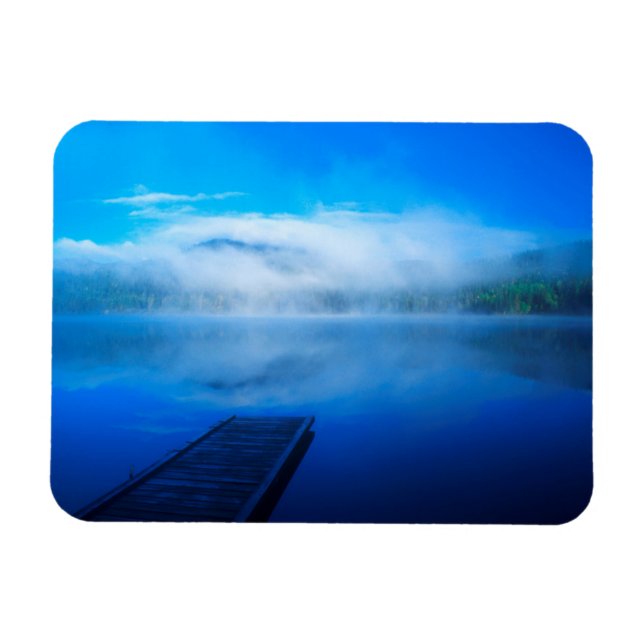 Dock on calm misty lake, California Magnet (Horizontal)