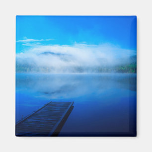 Dock on calm misty lake, California Magnet