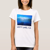 Dock on calm misty lake, California