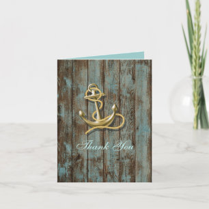 dock wood beach anchor nautical wedding thank you card