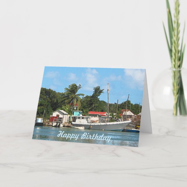 Docked Boats Antigua Card (Front)