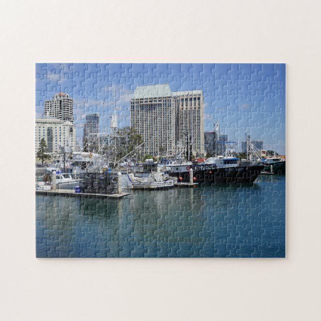 Docked boats by San Diego Jigsaw Puzzle (Horizontal)