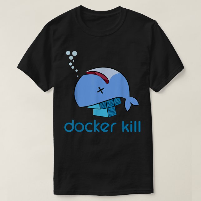 Docker container linux devops programming coding T-Shirt (Design Front)