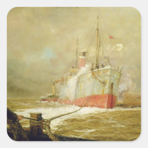 Docking a Cargo Ship Square Sticker