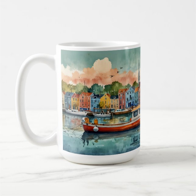 Docking Boats Coffee Mug (Left)