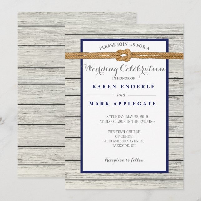 Dockside Rope Rustic Wedding Invitation (Front/Back)