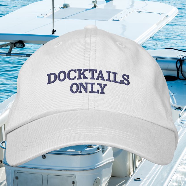 Docktails Only / Navy Coastal Boat Day Embroidered Hat (Creator Uploaded)