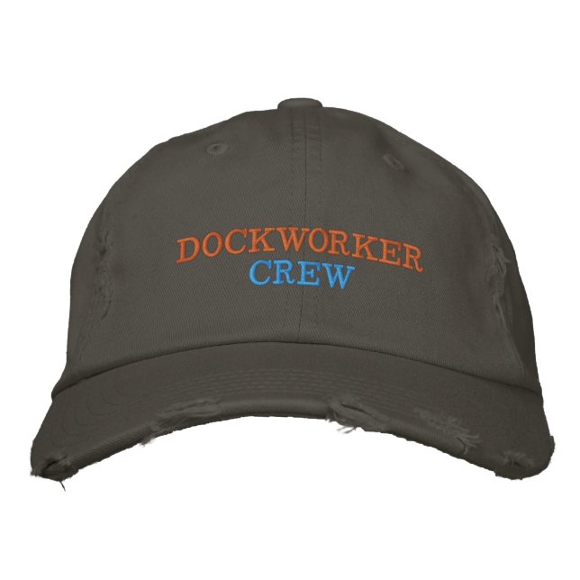 Dockworker Crew Distressed Embroidered Hat (Front)