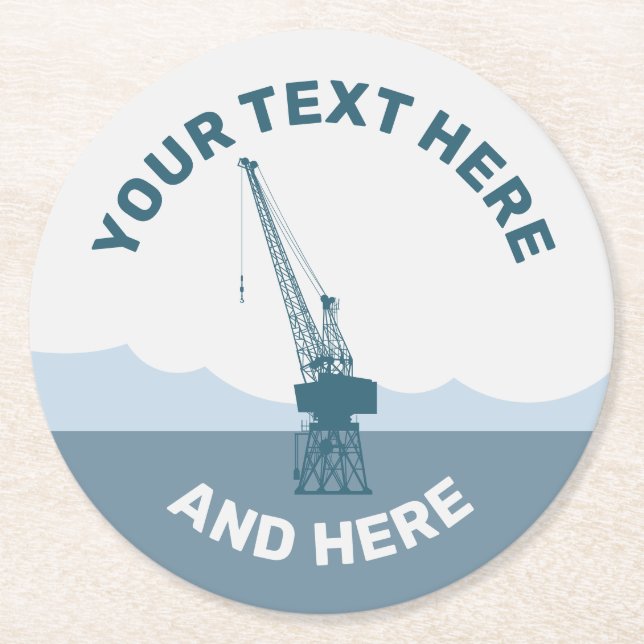 Dockyard Crane Round Paper Coaster (Front)