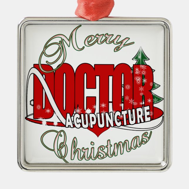 DOCTOR ACUPUNCTURE MERRY CHRISTMAS METAL TREE DECORATION (Front)