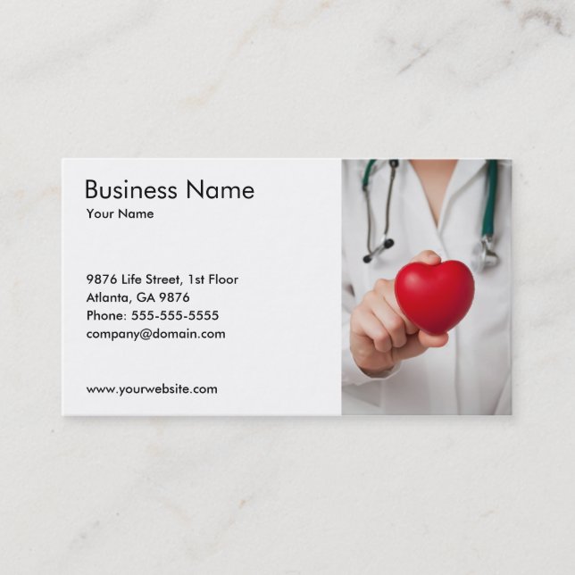 Doctor and Heart Business Card Template (Front)