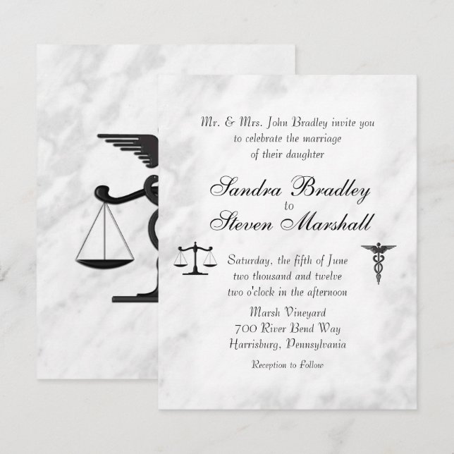 Doctor and Lawyer Wedding Invitation (Front/Back)