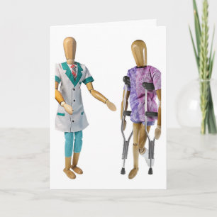 Doctor and Patient in Crutches showing healing Card