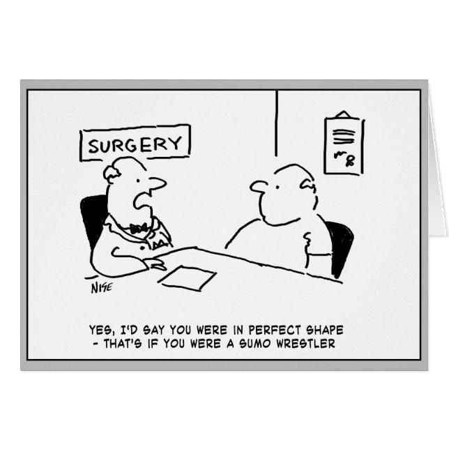 Doctor and Patient Overweight Obesity Sumo Cartoon (Front Horizontal)