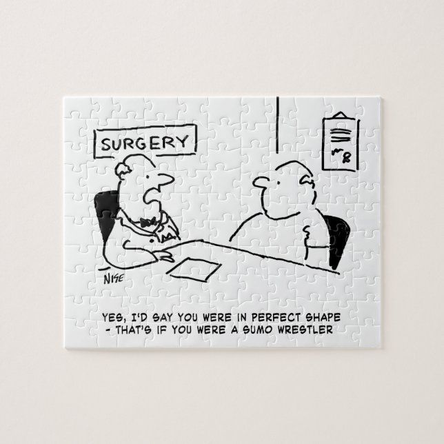 Doctor and Patient Overweight Obesity Sumo Cartoon Jigsaw Puzzle (Horizontal)