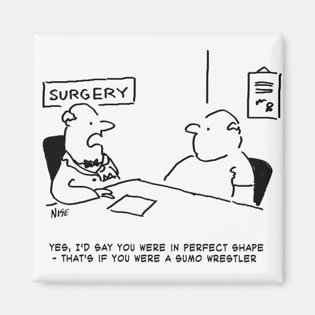 Doctor and Patient Overweight Obesity Sumo Cartoon Magnet (Front)