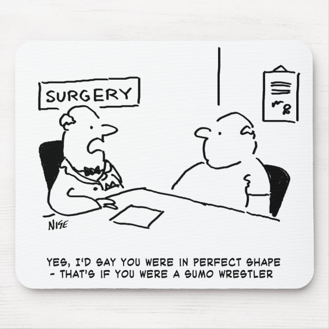 Doctor and Patient Overweight Obesity Sumo Cartoon Mouse Mat (Front)