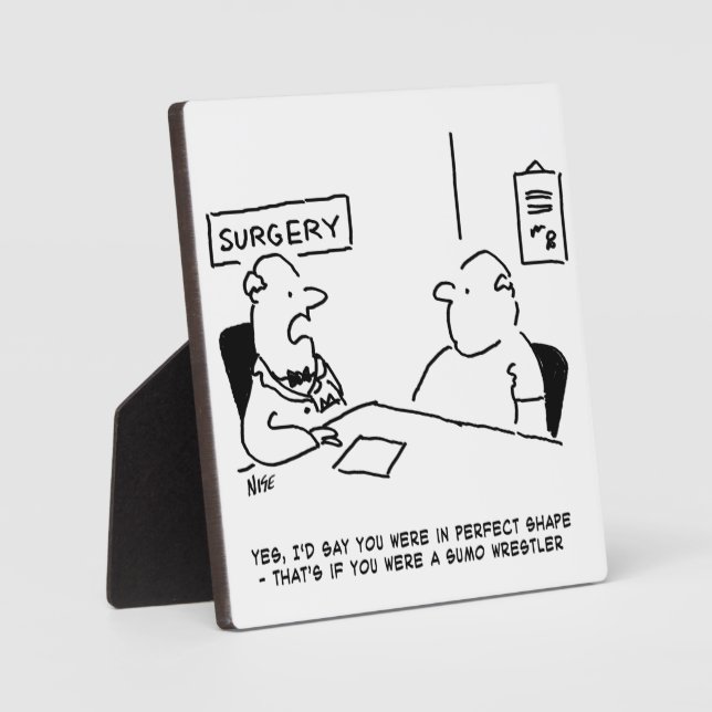 Doctor and Patient Overweight Obesity Sumo Cartoon Plaque (Front)