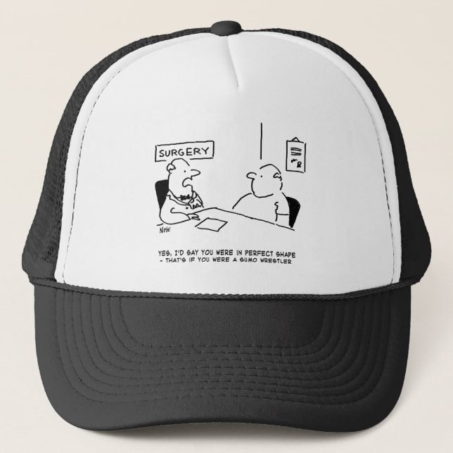 Doctor and Patient Overweight Obesity Sumo Cartoon Trucker Hat (Front)