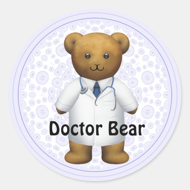 Doctor Bear - Teddy Bear Classic Round Sticker (Front)