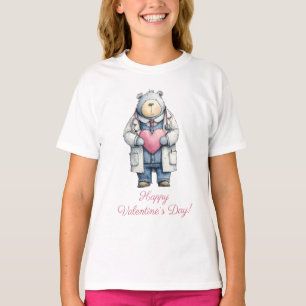 Doctor Bear Valentine Heart Art T-Shirt