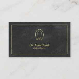 Doctor, Black Canvas Golden Frame & Stethoscope Appointment Card