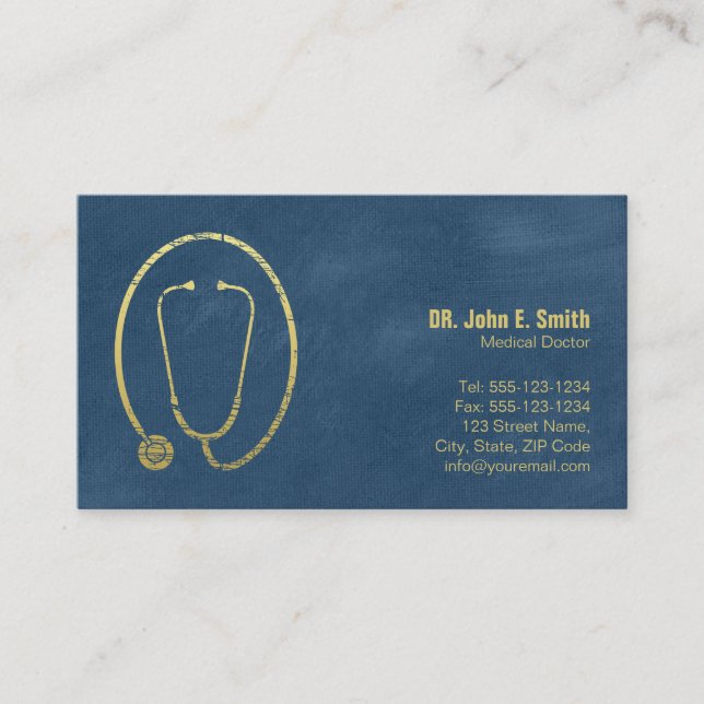 Doctor, Blue Canvas Golden Stethoscope Appointment (Front)