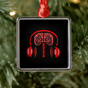 Doctor Brain Tissue Listening to Music Metal Tree Decoration