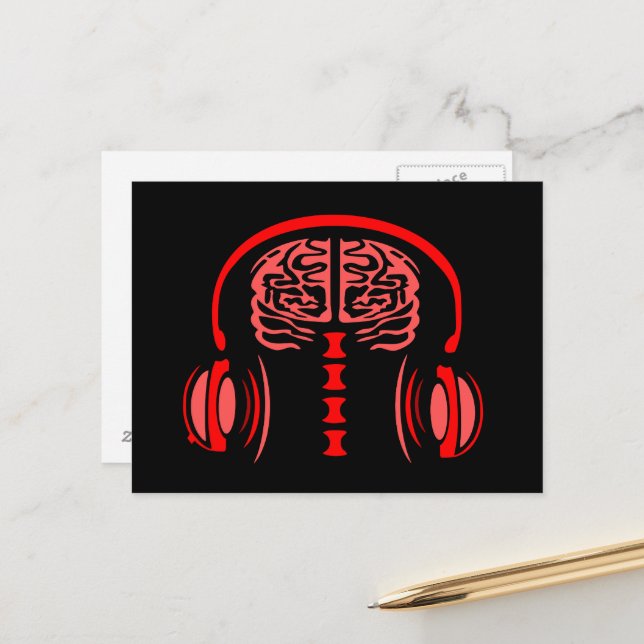 Doctor Brain Tissue Listening to Music Postcard (Front/Back In Situ)