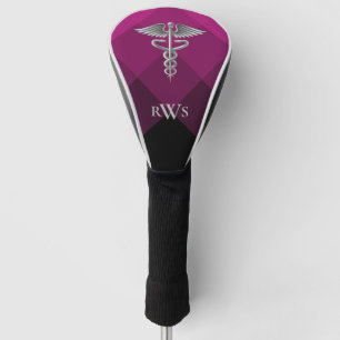 Doctor Caduceus Medical Pink Black Monogram Golf Head Cover
