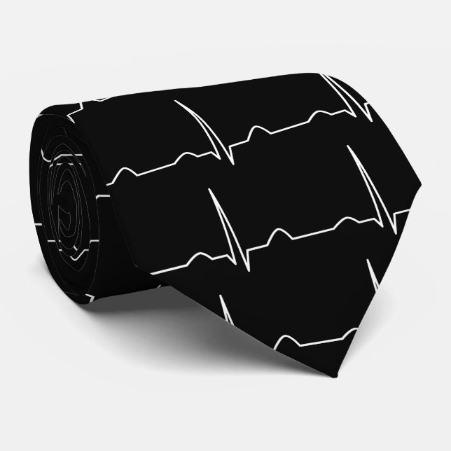 Doctor Cardiologist cardiogram ECG pattern Black Tie (Rolled)