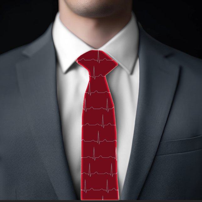 Doctor Cardiologist cardiogram ECG pattern Red Tie (Doctor Cardiologist cardiogram ECG pattern red Neck Tie)