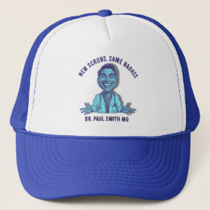 DOCTOR CARTOON BLUE New scrubs same badass Trucker Hat