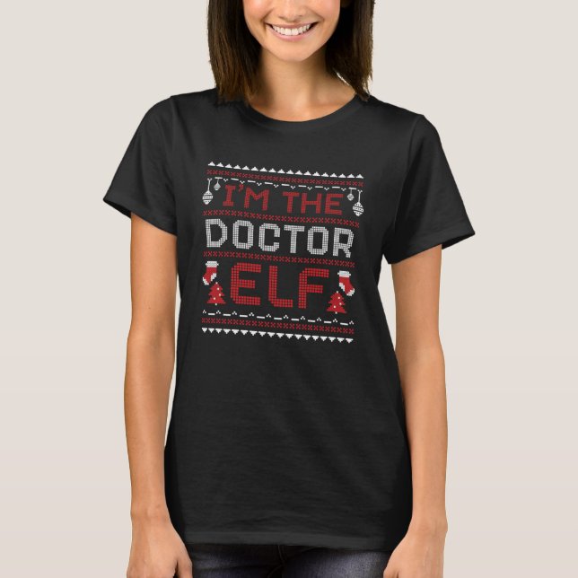 Doctor Christmas Elf Medical Student Physician Hol T-Shirt (Front)