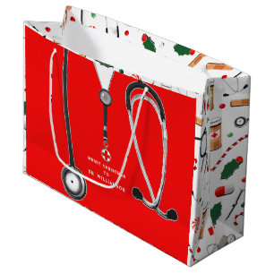 Doctor Christmas Holiday Large Gift Bag