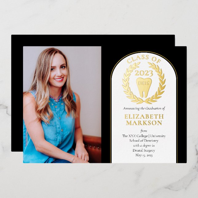 Doctor Dental Surgery Photo Graduation Gold (Front/Back)