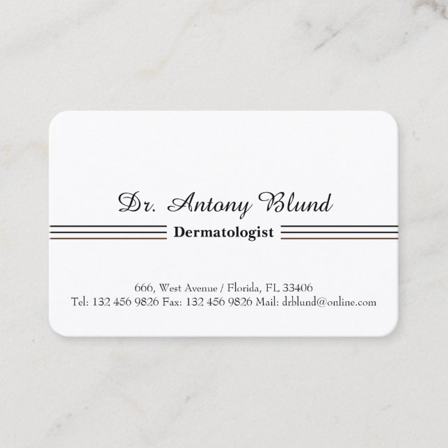 Doctor Dermatologist Business Card (Front)