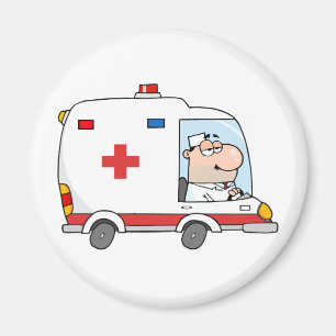 Doctor Driving Ambulance Magnet