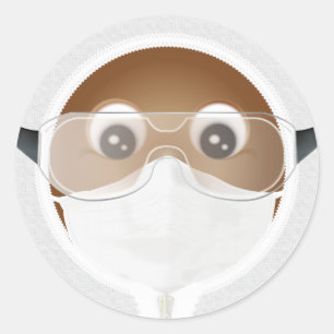 Doctor Emoji African American Classic Round Sticker