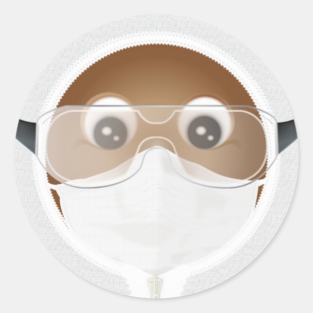 Doctor Emoji | African American Classic Round Sticker (Front)