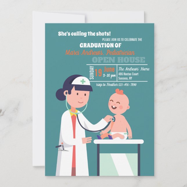 Doctor Examining Baby Graduation Invitation (Front)