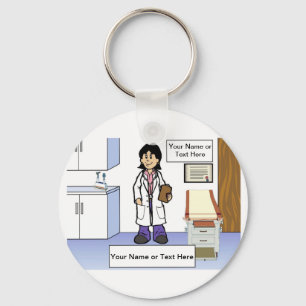 Doctor - Female Cartoon by PrintedPerfection.com Key Ring