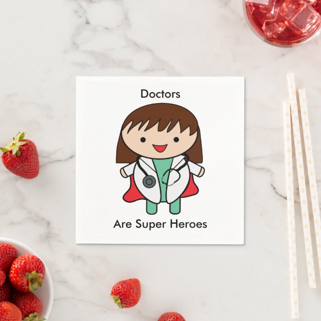 Doctor Female Super Hero Humour Cute Personalise Napkin (Insitu)