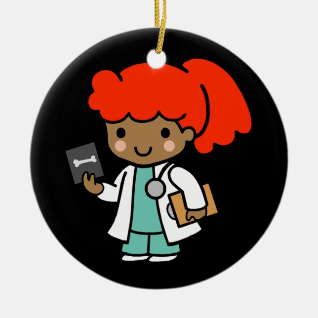 Doctor Girl with Xray Ceramic Tree Decoration (Front)