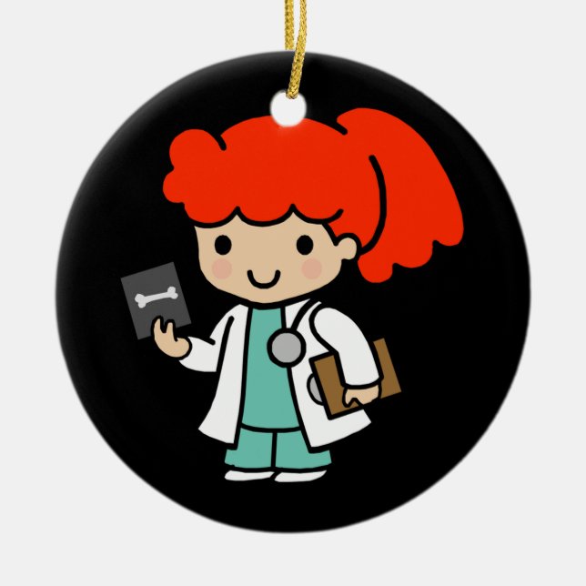 Doctor Girl with Xray Ceramic Tree Decoration (Front)